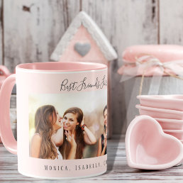 Best friends forever photo names blush pink mug