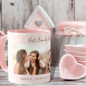 Best Friends Forever Photo Names Blush Pink Mug by Thunes at Zazzle