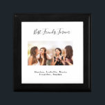 Best friends forever photo names white black gift box<br><div class="desc">A gift for your best friend(s) for a birthday party,  wedding or Christmas. Black text: Best Friends Forever,  written with a trendy hand lettered style script. Personalize and use your own photo and names. A chic white background.</div>