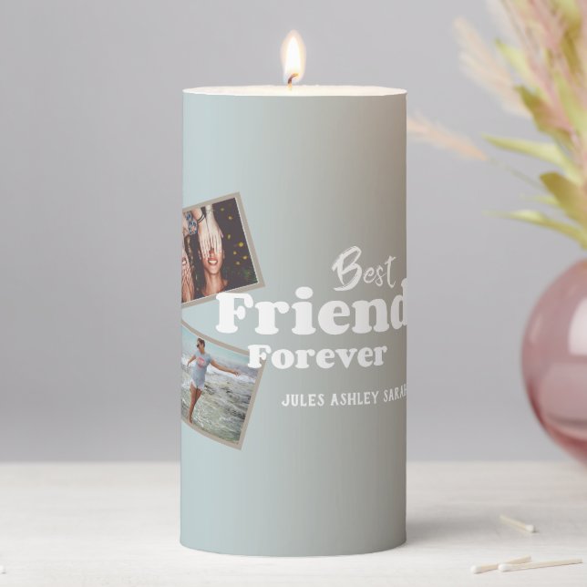 Best Friends Forever Photo Pillar Candle (In Situ)