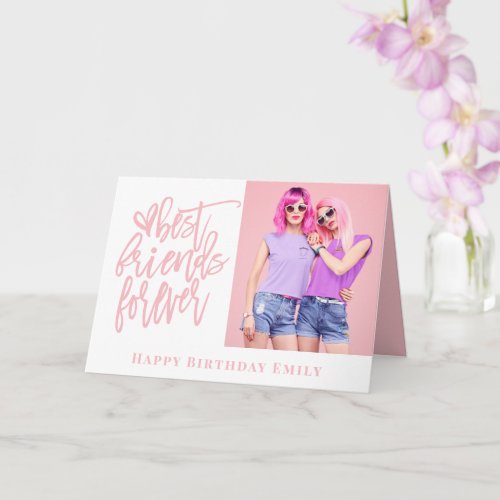 Best Friends Forever Photo Pink happy Birthday Card