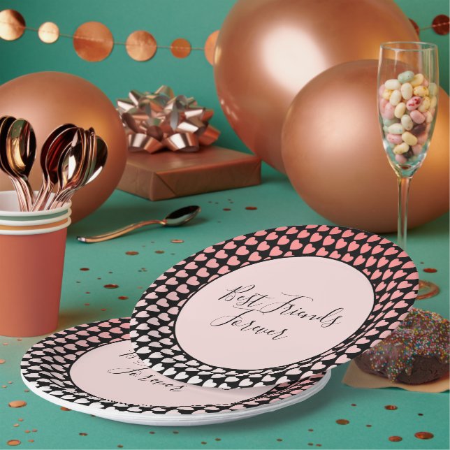 Best Friends Forever Pink Heart Paper Plates (Multi)