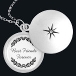 Best Friends Forever Quote Laurel Wreath Crest Silver Plated Necklace<br><div class="desc">Best Friends Forever is written in a pretty script in the center, and surrounded by an open leafy wreath at the top and bottom. Black on white background. A stylish and memorable momento for your best friend or even for a girlfriend, bride, or bridesmaids or maid of honor in your...</div>