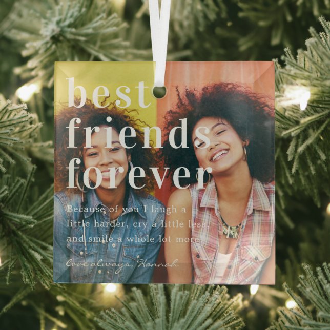 Best Friends Forever | Quote & Photo Gift Glass Ornament (Insitu)
