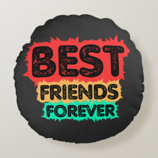 BEST FRIENDS FOREVER RETRO FRIENDS, FRIENDSHIP ROUND PILLOW