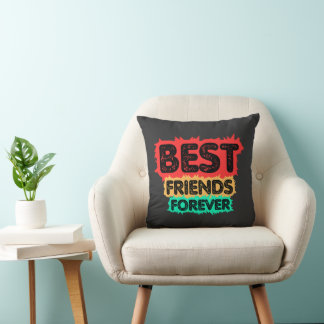 BEST FRIENDS FOREVER RETRO FRIENDS, FRIENDSHIP THROW PILLOW