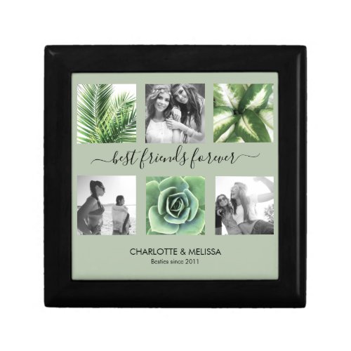 Best friends forever sage green photo collage  gift box