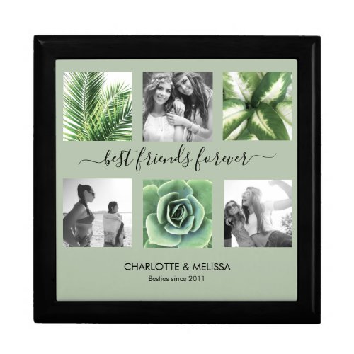 Best friends forever sage green photo collage  gift box