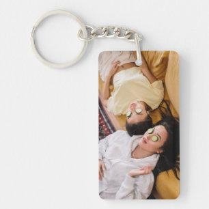 Best Friends Forever Script Custom Photo BFF's Keychain