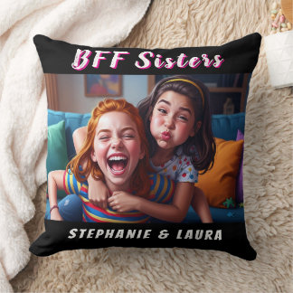 Best Friends Forever Sisters Funny  Throw Pillow
