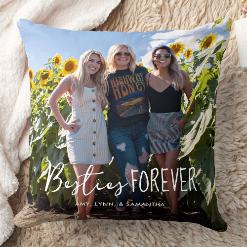 Best Friends Forever Stylish Besties Photo Collage Throw Pillow
