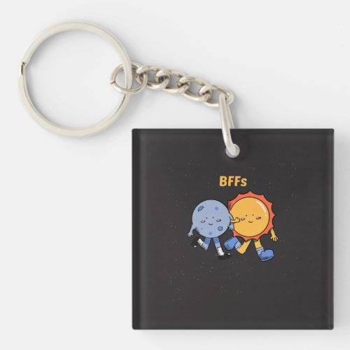 Best Friends Forever sun and moon eclipse keychain