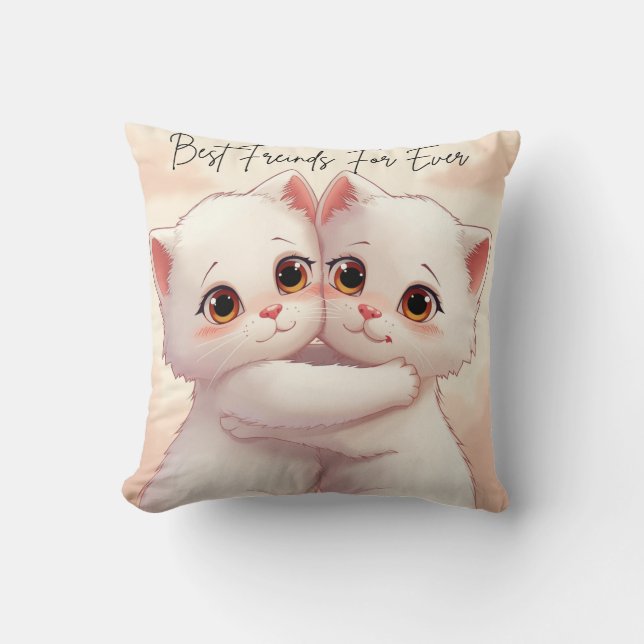 Best Friends Forever Throw Pillow - Two Cute Huggi (Front)