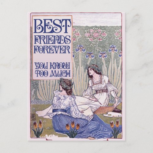 Best Friends Forever Vintage Art Postcard