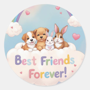 Best Friends Forever with Cute Cats Classic Round Sticker