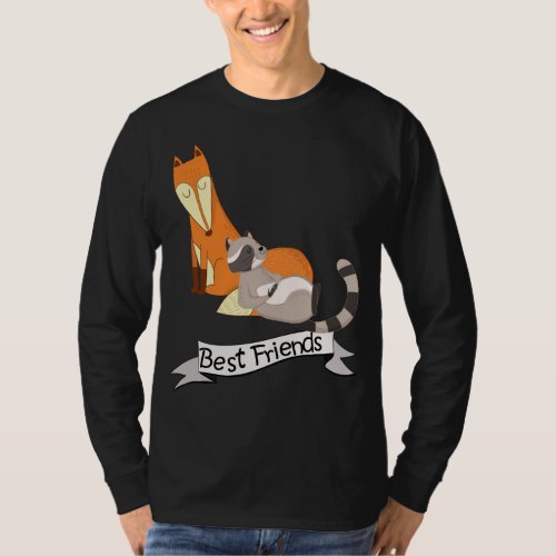 Best Friends _ Fox and Raccoon cute animals T_Shirt