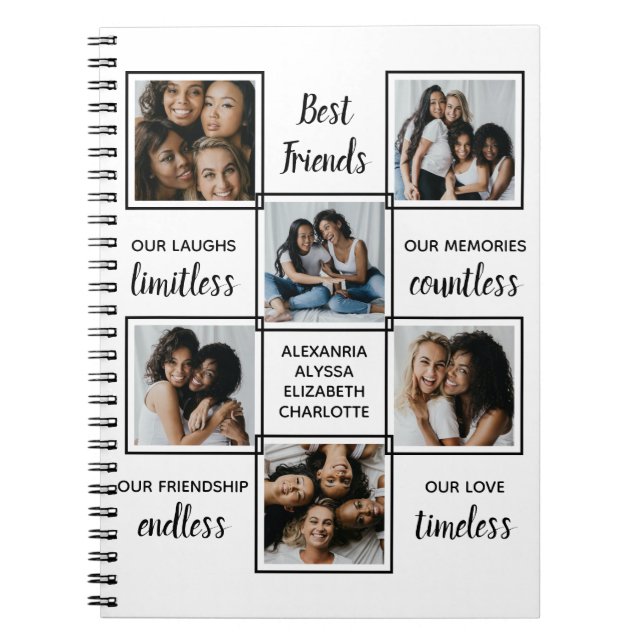 Best Friends Friendship Gift Unique Photo Collage Notebook (Front)
