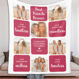 Best Friends Friendship Poem Modern Photo Collage Fleece Blanket