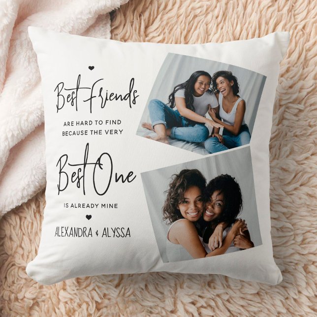 Best Friends Friendship Quote Friend Photo Throw Pillow (Creator Uploaded)