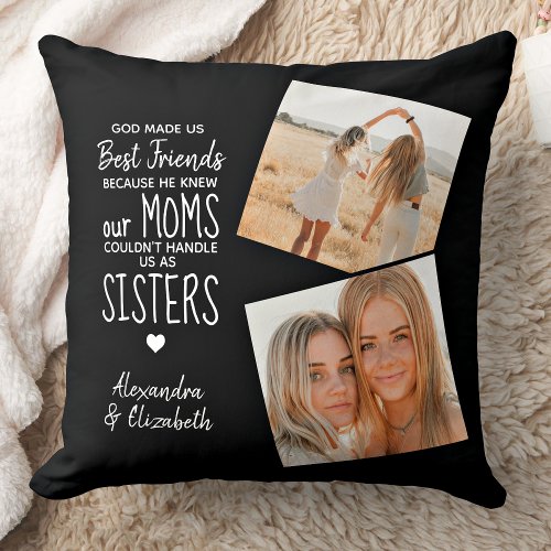 Best Friends Friendship Quote Personalized Photos Throw Pillow