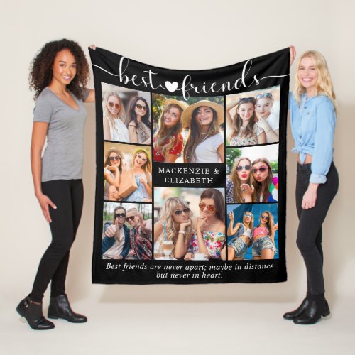 Best Friends Friendship Quote Photo Collage Custom Fleece Blanket