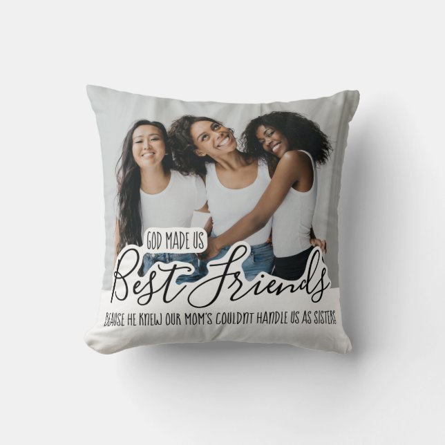Best Friends Friendship Quote Photo Throw Pillow (Front)