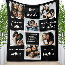 Best Friends Friendship Quote Unique Photo Collage Fleece Blanket