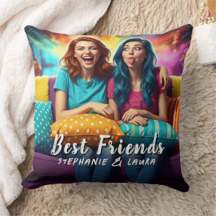 Best Friends Funny Sisters Throw Pillow