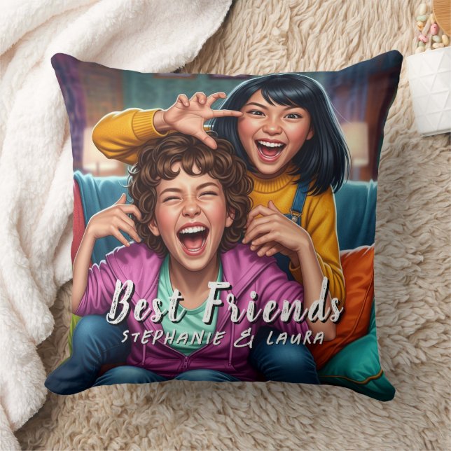Best Friends Funny  Throw Pillow (Blanket)