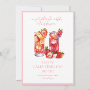 Best friends Galentine's Day Cocktail Holiday Card