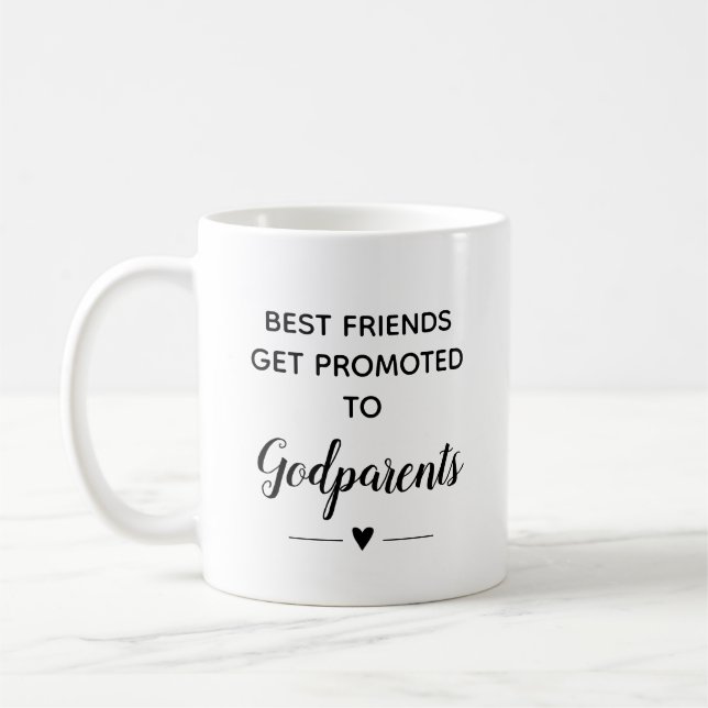 Best Friends Get Promoted To Godparents Proposal Coffee Mug (Left)
