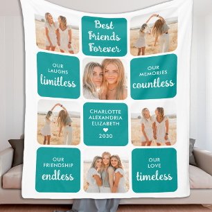 Best Friends Gift Modern Photo Collage Friendship Fleece Blanket