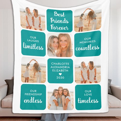 Best Friends Gift Modern Photo Collage Friendship  Fleece Blanket