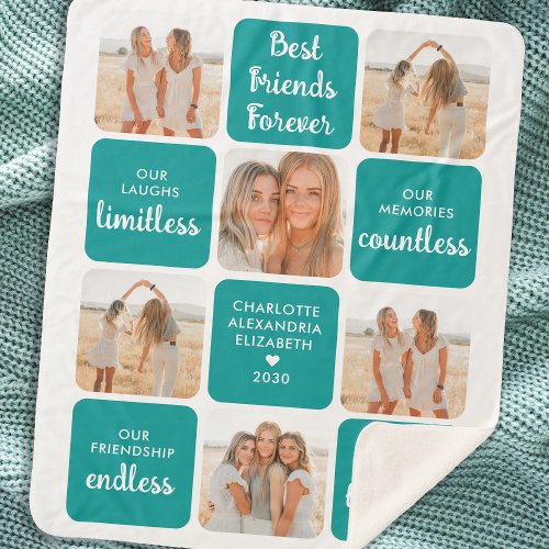 Best Friends Gift Modern Photo Collage Friendship Sherpa Blanket