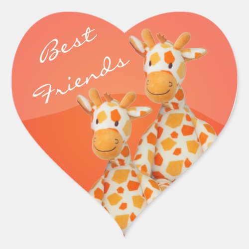 Best Friends Giraffes Heart Sticker