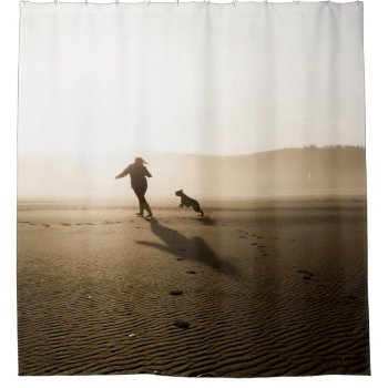 Best Friends Girl And Dog On Beach Shower Curtain by Paws_At_Peace at Zazzle