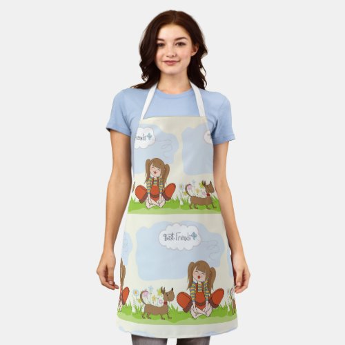 Best Friends Girl And Her Dog Apron