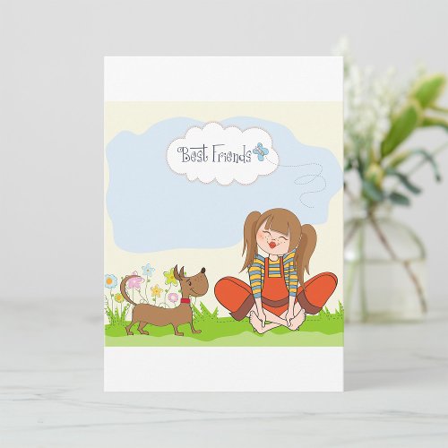 Best Friends Girl And Her Dog Invitation