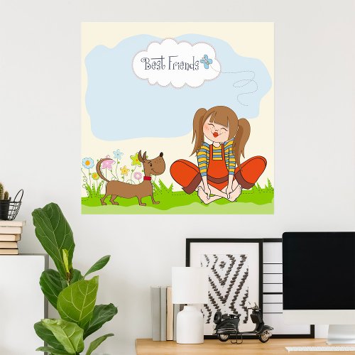 Best Friends Girl And Her Dog Poster