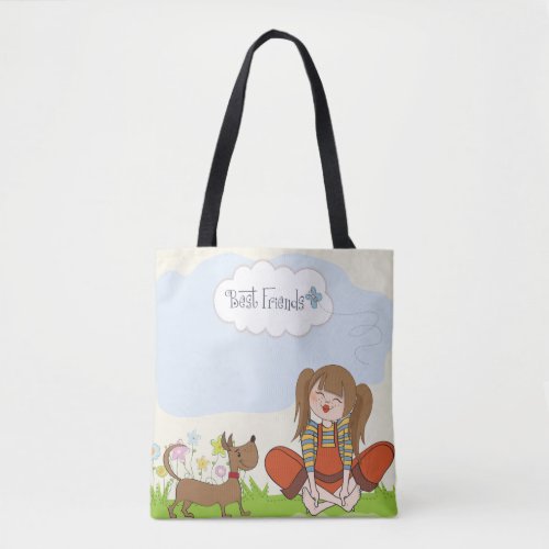 Best Friends Girl And Her Dog Tote Bag