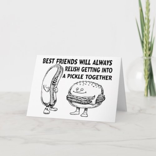 Best Friends Hamburger  Hotdog Trouble Card