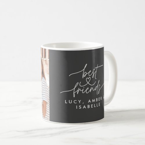 Best friends heart script photo elegant grey coffee mug