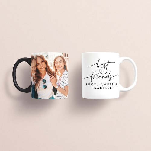 Best friends heart script photo elegant modern coffee mug