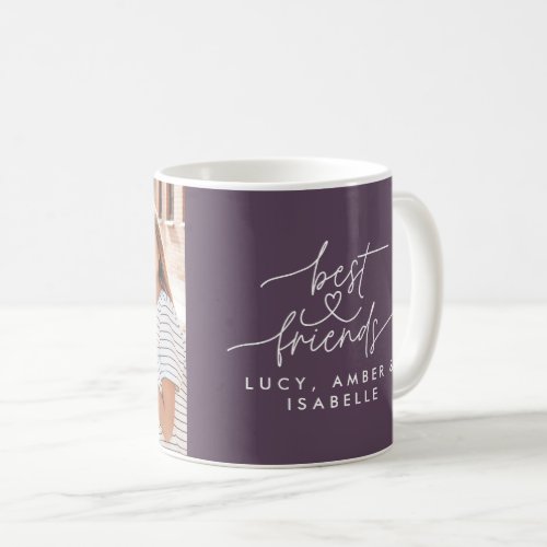 Best friends heart script photo elegant purple coffee mug