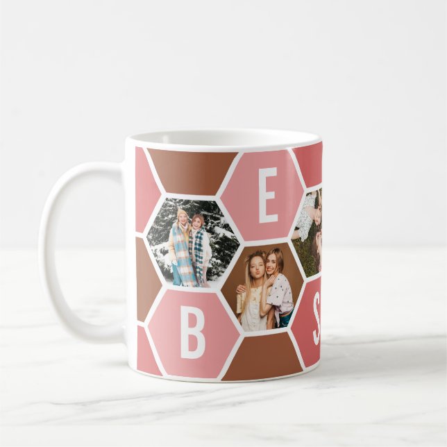 Best Friends honeycomb 6 Photo collage Coffee Mug (Left)