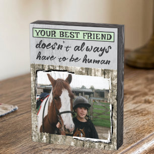 Best friends horse lover photo green wooden box sign