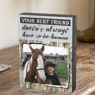 Best friends horse lover photo grey wooden box sign