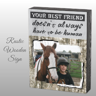 Best friends horse lover photo grey wooden box sign