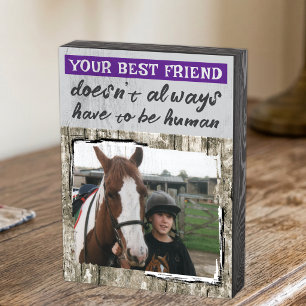 Best friends horse lover photo purple wooden box sign