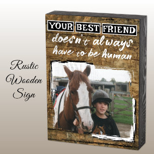 Best friends horse lover photo white black wooden box sign